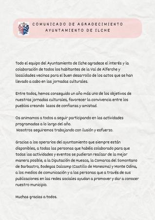 Agradecimiento de la Corporación por la participación e implicación de...