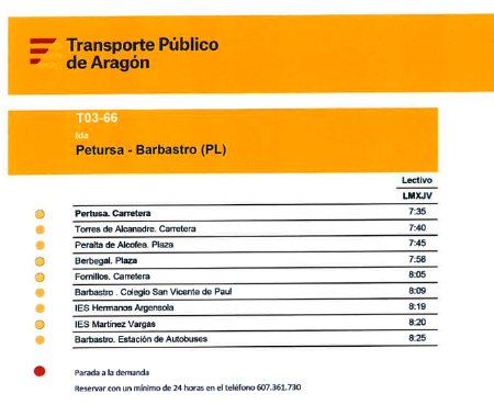 Nuevos horarios de autobús